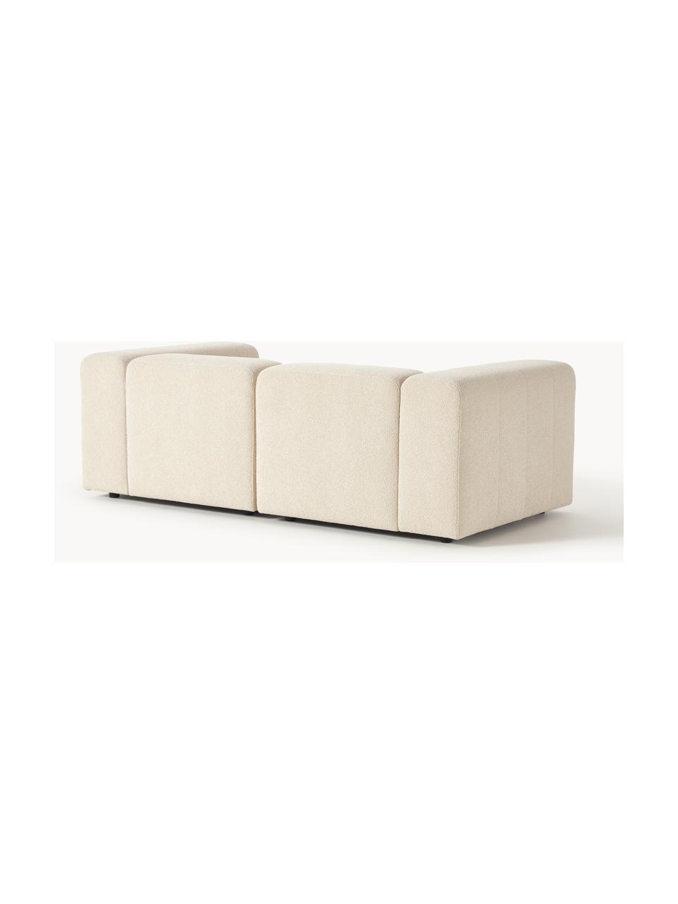 Divano componibile 3 posti in bouclé Lena, Rivestimento: bouclé (93% poliestere, 6, Struttura: legno di pino, compensato, Piedini: plastica, Bouclé beige chiaro, Larg. 209 x Prof. 106 cm