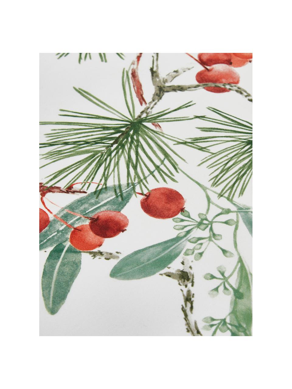 Tischläufer Myrta mit winterlichem Motiv, Baumwolle, Weiß, Grün, Rot, 50 x 140 cm