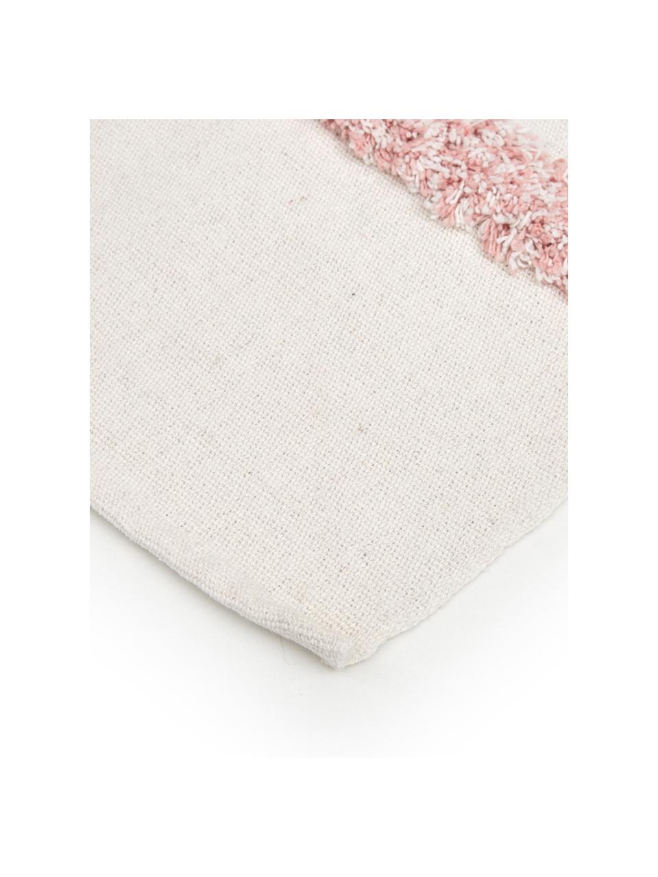 Plaid con motivo a rilievo Pimperlet, Cotone, Bianco latte, rosa, Larg. 125 x Lung. 150 cm