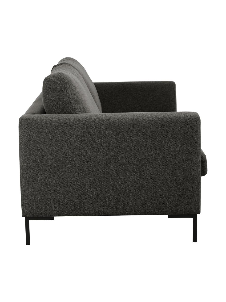 Bank Luna (3-zits) met metalen poten, Bekleding: 100% polyester De slijtva, Frame: massief beukenhout, Poten: gegalvaniseerd metaal, Geweven stof antraciet, B 230 x H 95 cm