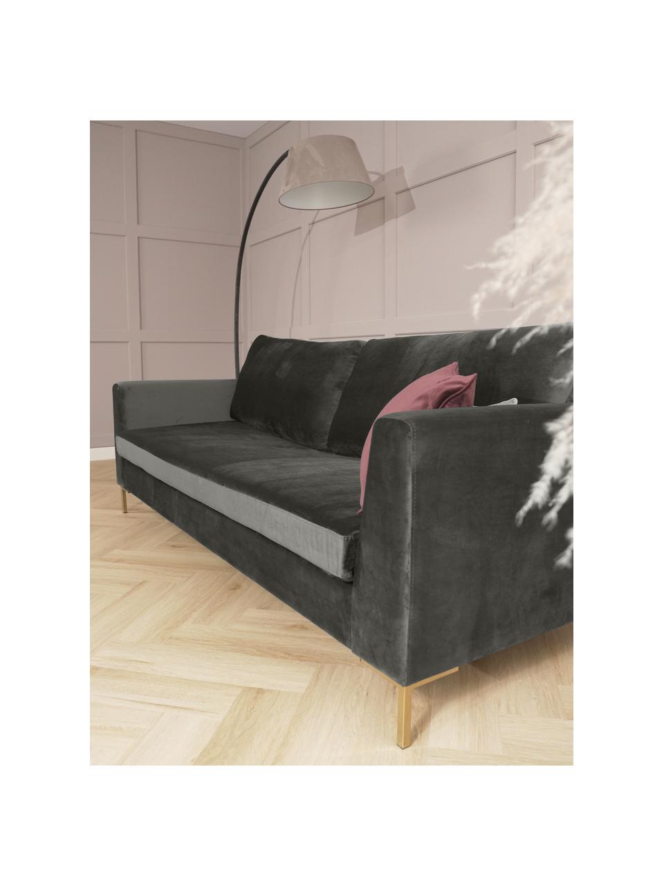 Bank Luna (3-zits) met metalen poten, Bekleding: 100% polyester De slijtva, Frame: massief beukenhout, Poten: gegalvaniseerd metaal, Geweven stof antraciet, B 230 x H 95 cm