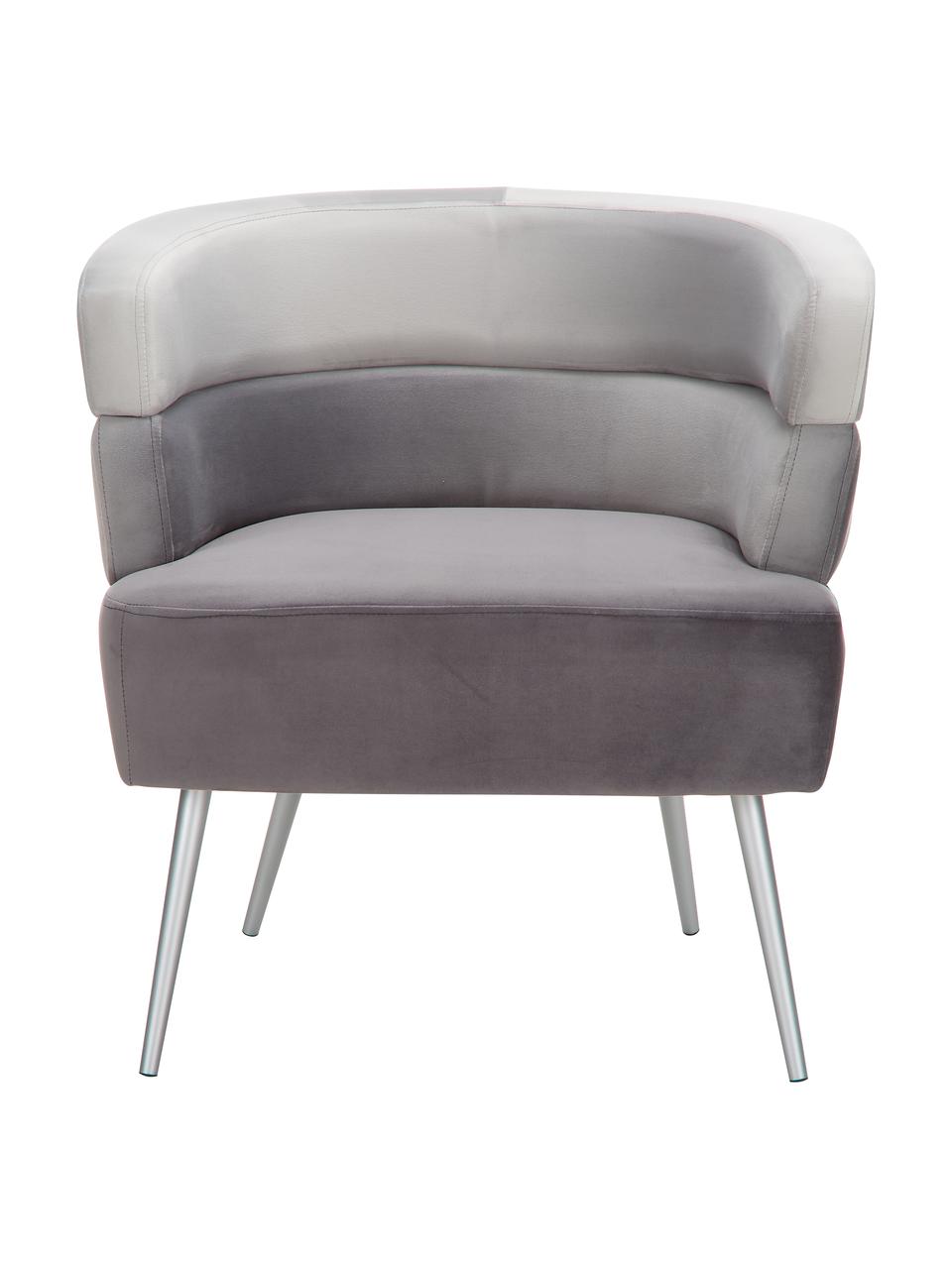 Sillón de terciopelo Sandwich, estilo retro, Tapizado: terciopelo de poliéster, Patas: metal recubierto, Terciopelo gris, An 65 x F 64 cm