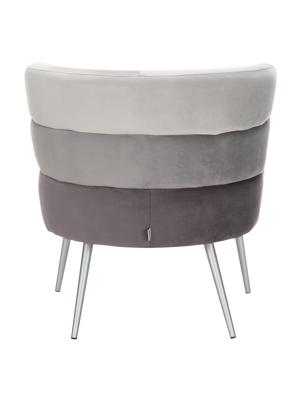 Sillón de terciopelo Sandwich, estilo retro, Tapizado: terciopelo de poliéster, Patas: metal recubierto, Terciopelo gris, An 65 x F 64 cm