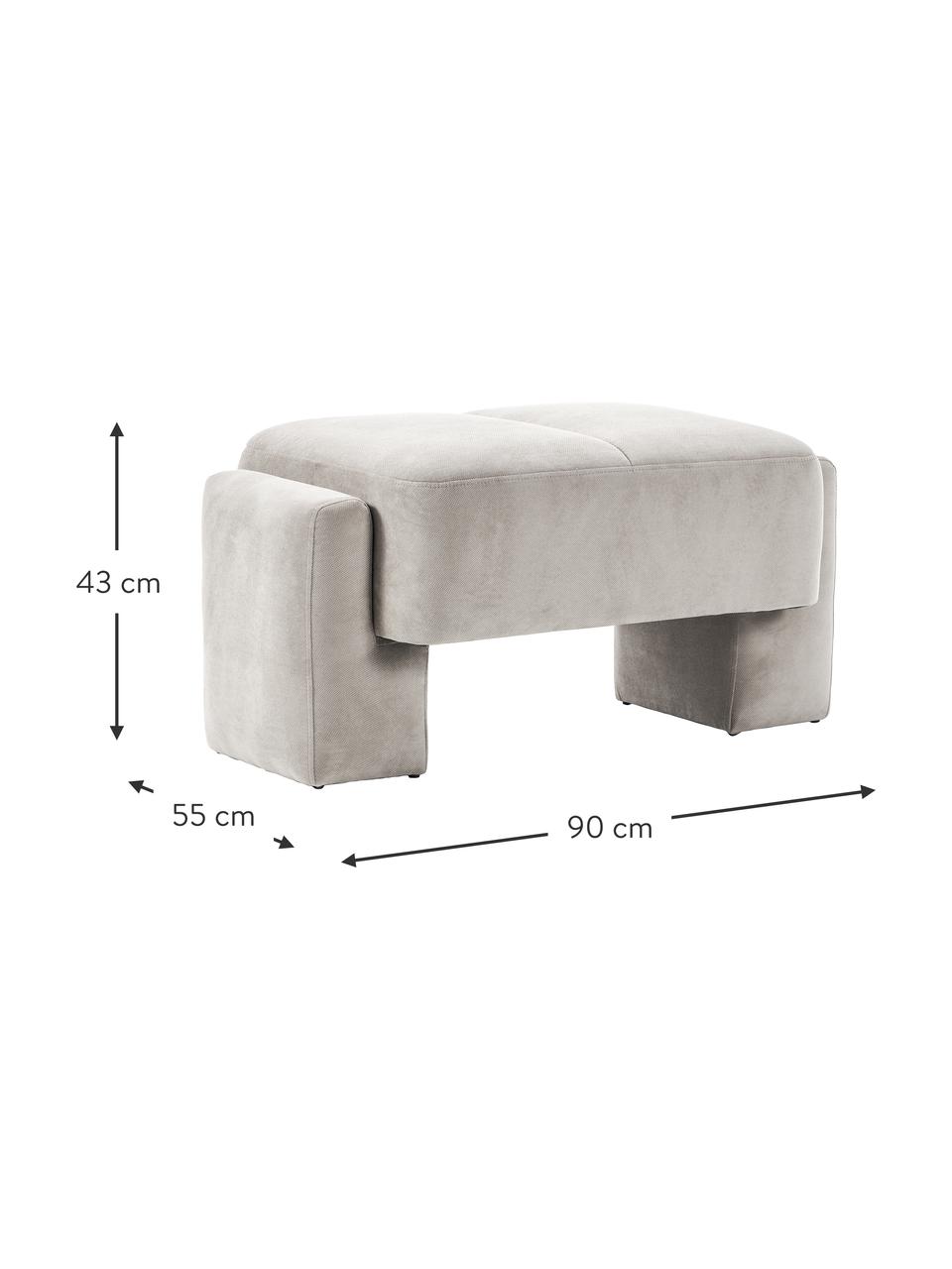 Sofa-Hocker Bobi, Bezug: 88 % Polyester, 12 % Nylo, Gestell: Massives Kiefernholz, Webstoff Hellgrau, B 90 x T 55 cm