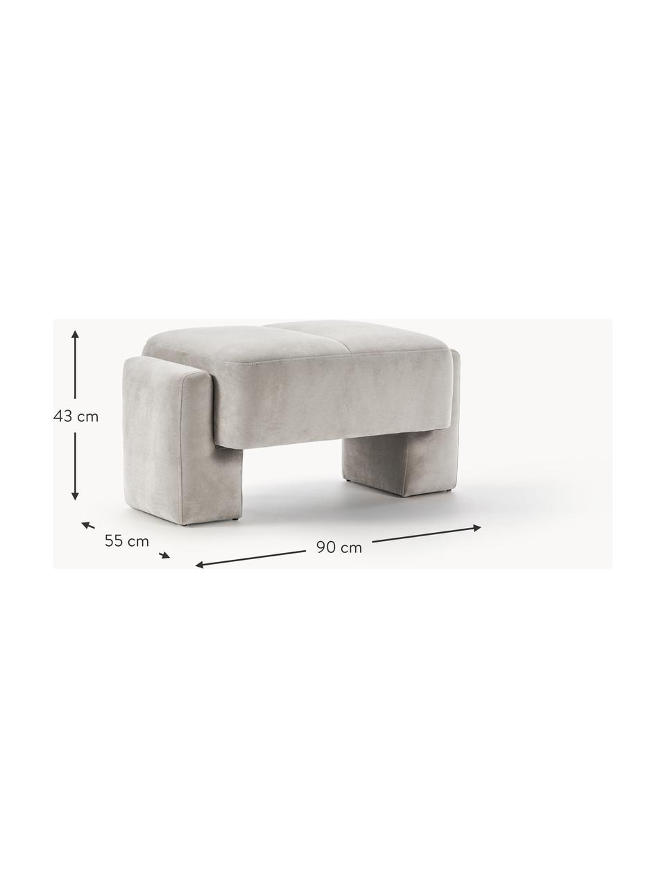 Sofa-Hocker Bobi, Bezug: 88 % Polyester, 12 % Nylo, Gestell: Massives Kiefernholz, Webstoff Hellgrau, B 90 x T 55 cm