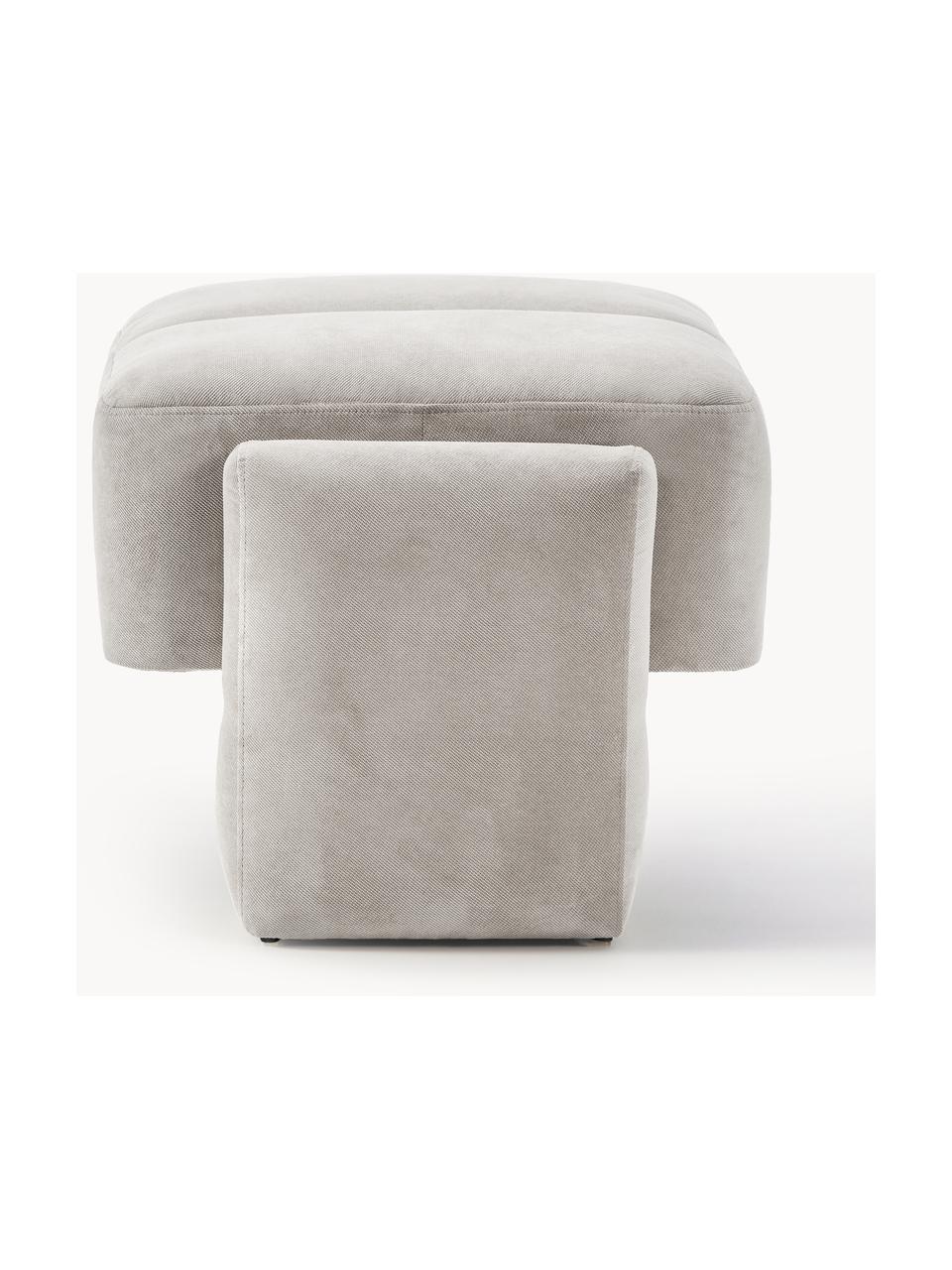 Sofa-Hocker Bobi, Bezug: 88 % Polyester, 12 % Nylo, Gestell: Massives Kiefernholz Dies, Webstoff Hellgrau, B 90 x T 55 cm