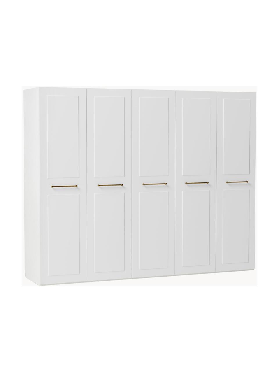 Modularer Drehtürenschrank Charlotte, 250 cm Breite, mehrere Varianten, Korpus: Spanplatte, melaminbeschi, Griffe: Messing Dieses Produkt wi, Weiß, Basic Interior, B 250 x H 200 cm