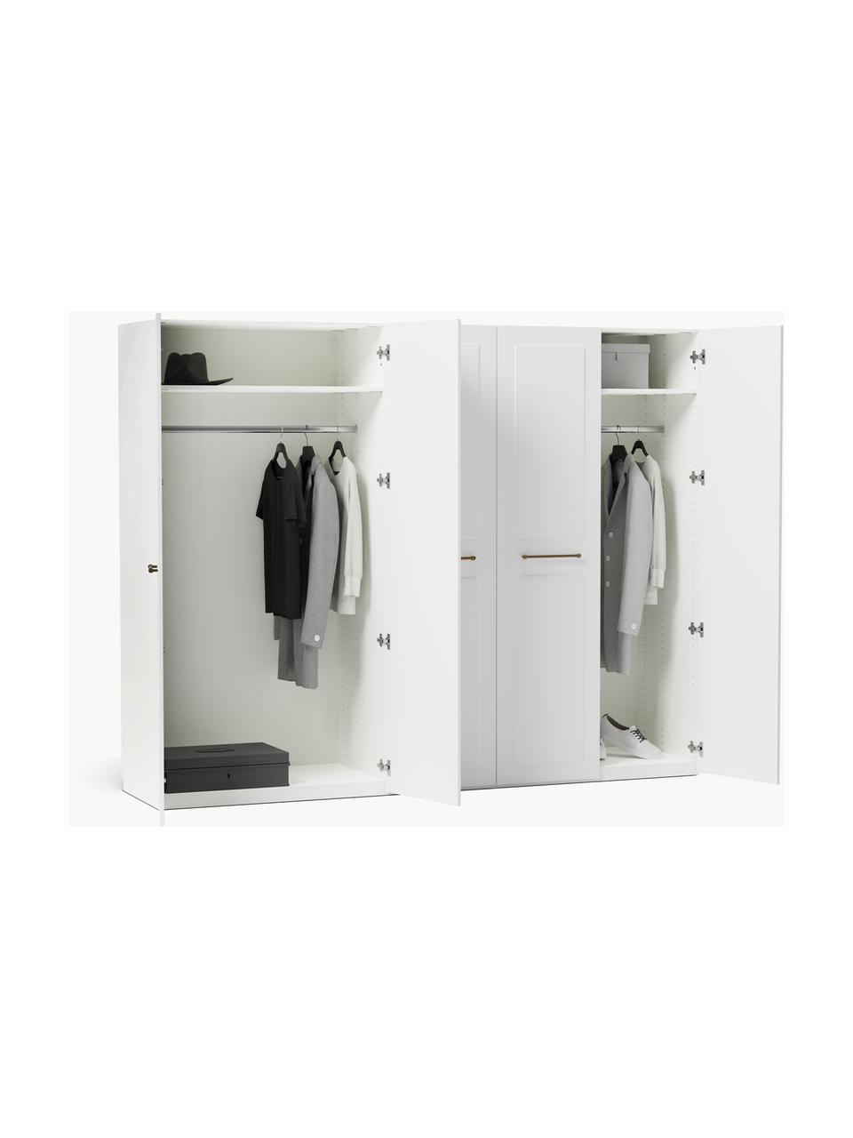 Modularer Drehtürenschrank Charlotte, 250 cm Breite, mehrere Varianten, Korpus: Spanplatte, melaminbeschi, Griffe: Messing Dieses Produkt wi, Weiß, Basic Interior, B 250 x H 200 cm