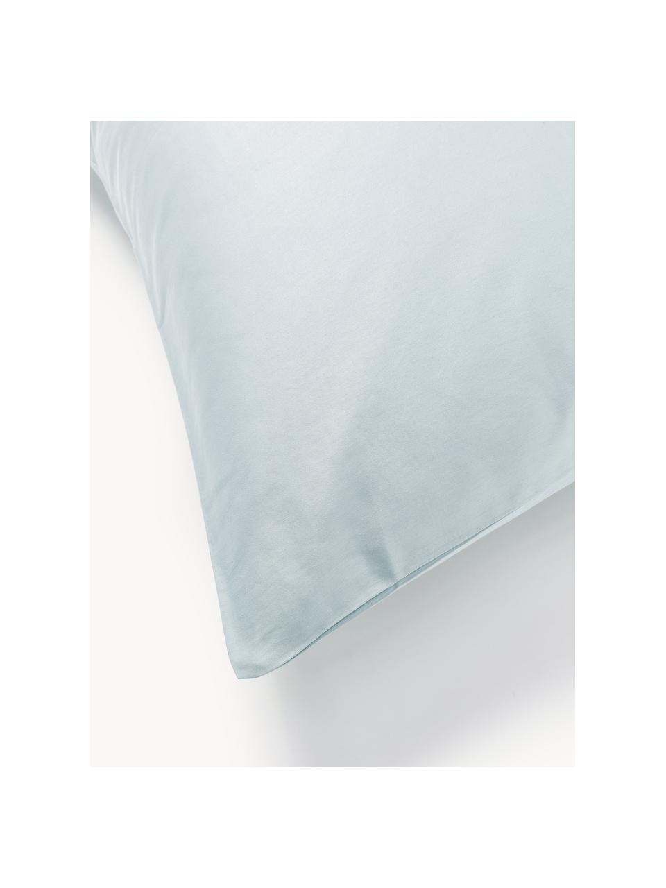Copricuscino in raso di cotone Comfort, Azzurro, Larg. 50 x Lung. 80 cm