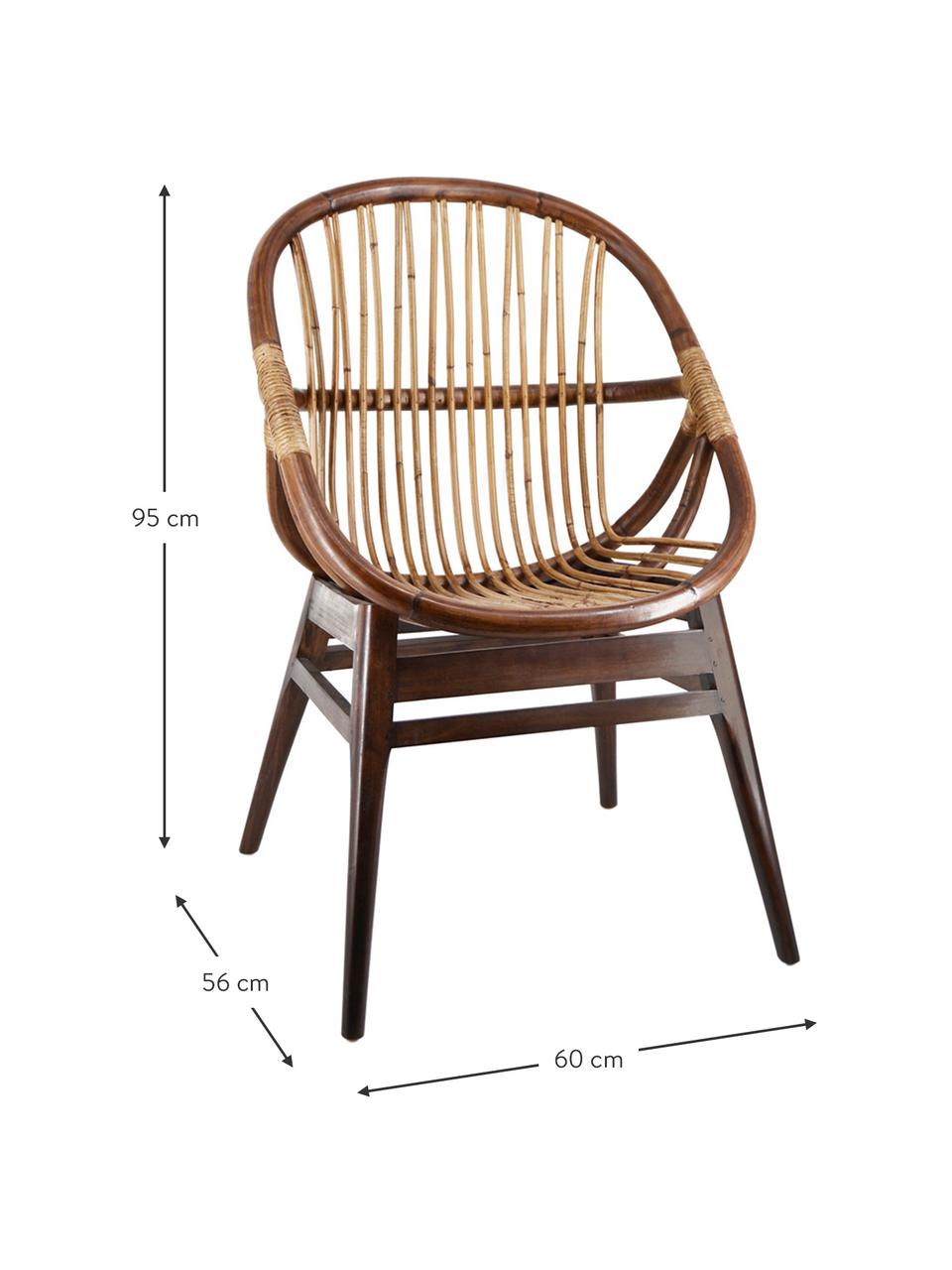 Fotel wypoczynkowy z drewna mindi i drewna bambusowego Bambu, Brązowy, S 60 x G 56 cm