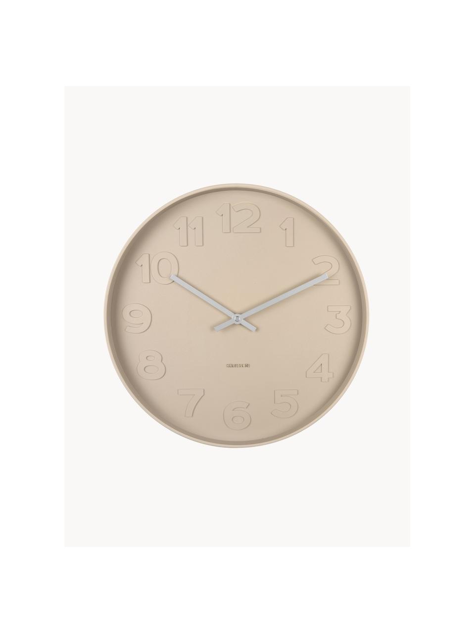 Zegar ścienny Mr. Brown, Metal powlekany, Jasny beżowy, Ø 38 x G 6 cm