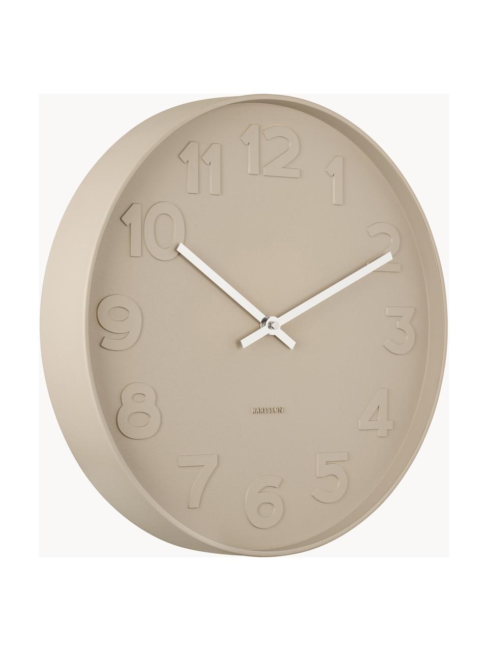 Reloj de pared Mr. Brown, Metal recubierto, Beige claro, Ø 38 x F 6 cm