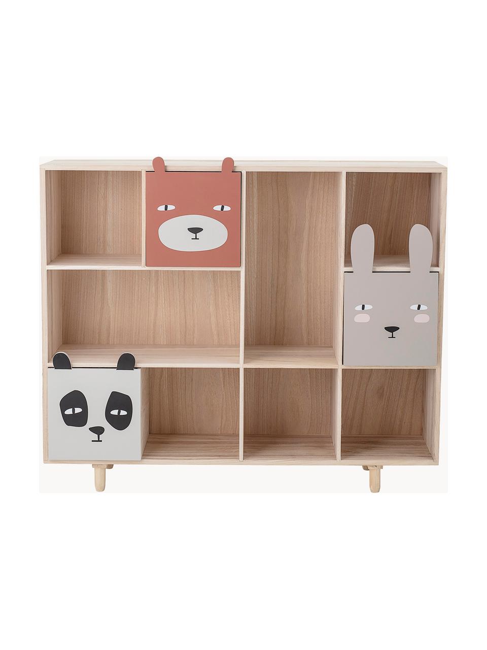 Kinderwandkast Calle, Paulowniahout, MDF, Paulowniahout, meerkleurig, B 107 x H 90 cm