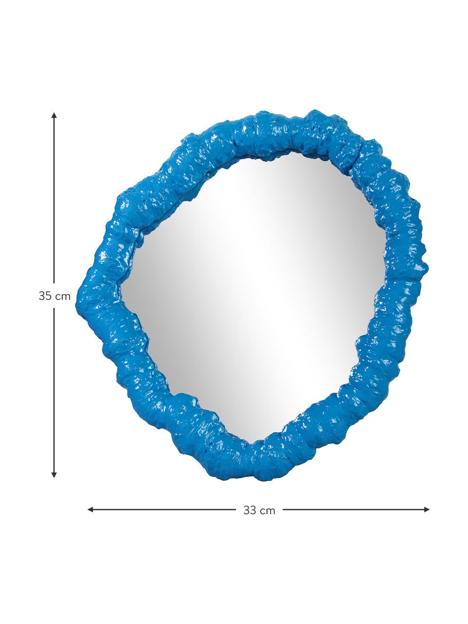 Espejo de pared de plástico Purfect, Espejo: cristal, Azul, L 33 x Al 35 cm