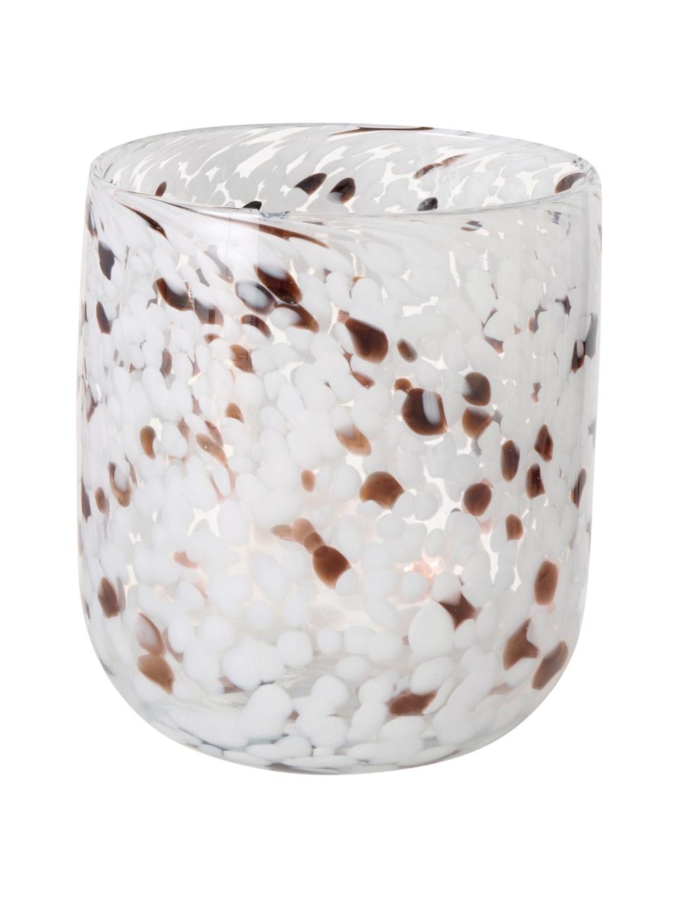 Glazen orkaan Lulea met stippenpatroon, Glas, Wit, bruin, Ø 15 x H 17 cm