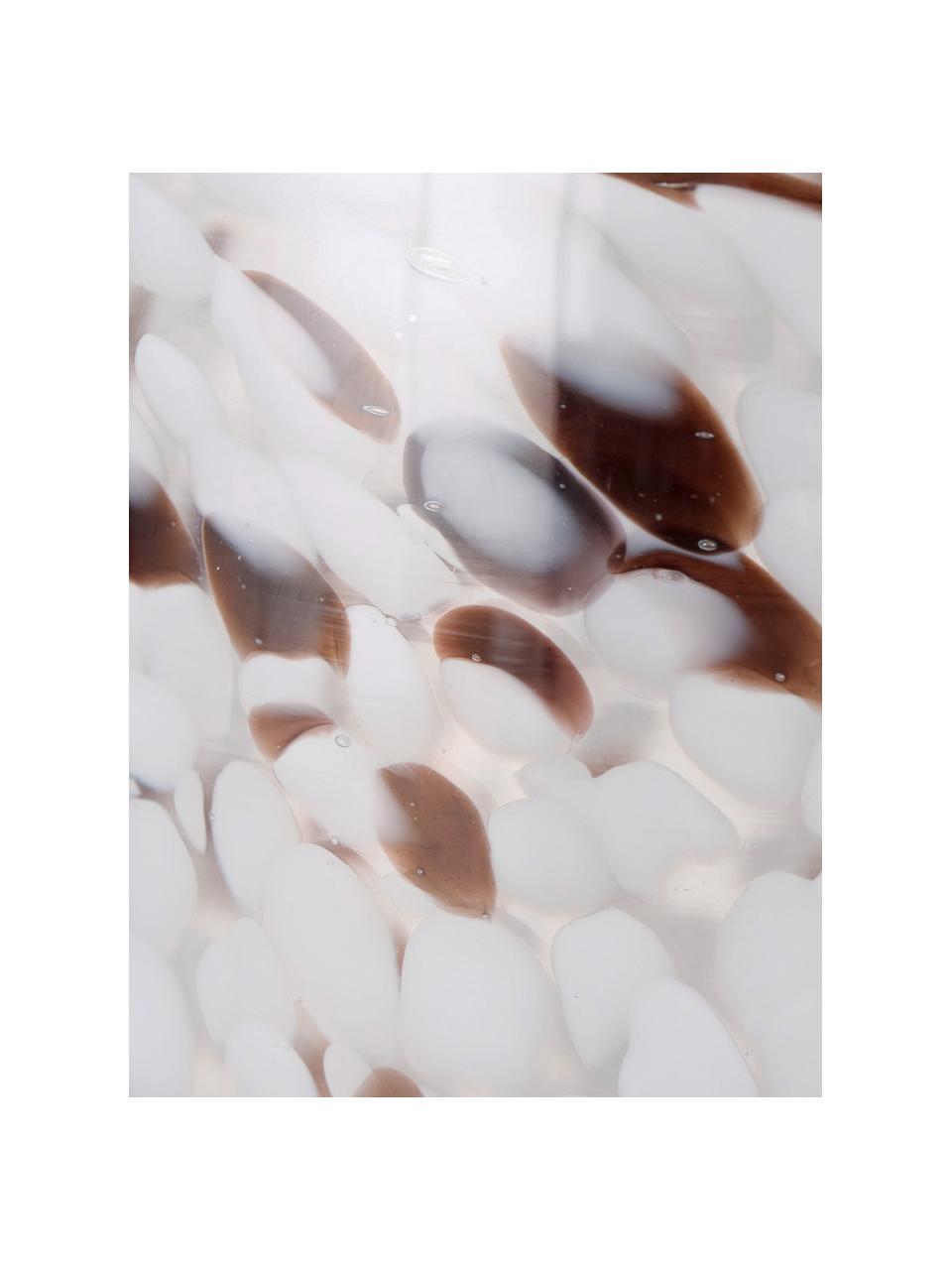 Portavelas de vidrio moteado Lulea, Vidrio, Blanco, tonos marrones, Ø 15 x Al 17 cm