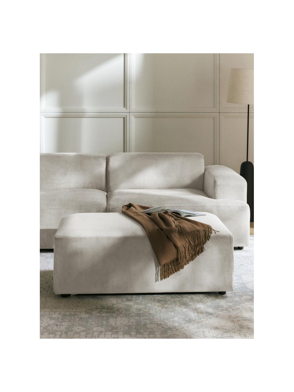 XL-Hocker Melva aus Cord, B 116 x T 72 cm, Bezug: Cord (92 % Polyester, 8 %, Gestell: Massives Kiefern- und Fic, Füße: Kunststoff Dieses Produkt, Cord Hellbeige, B 116 x T 72 cm