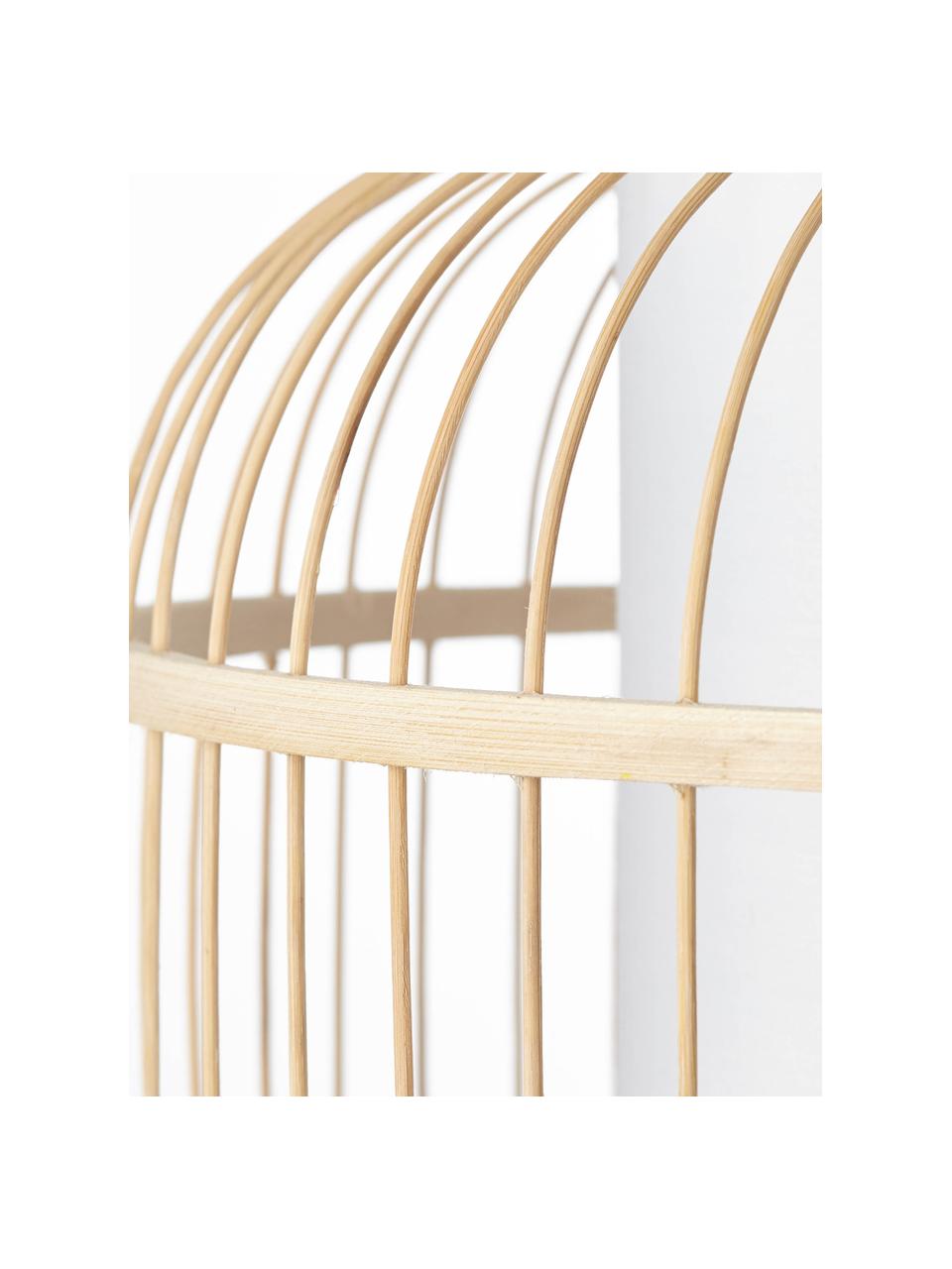 Pendelleuchte Bones aus Bambus, Lampenschirm: Bambus, Baldachin: Metall, beschichtet, Braun, Weiß, Ø 40 x H 30 cm