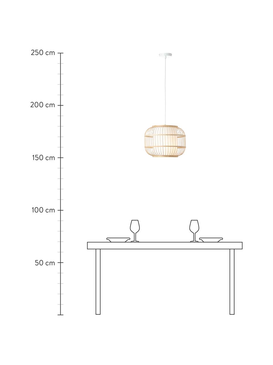 Závesná lampa z bambusu Bones, Svetlohnedá, biela, Ø 40 x V 30 cm