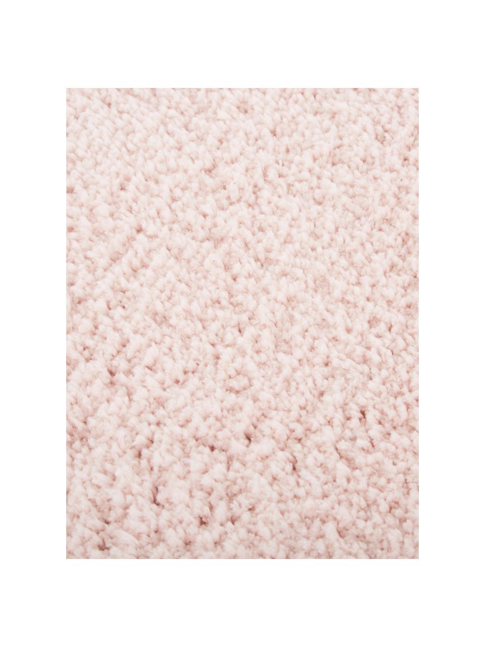 Pluizig rond hoogpoolig vloerkleed Leighton in roze, Bovenzijde: microvezels (100% polyest, Onderzijde: 70% polyester, 30% katoen, Roze, Ø 200 cm (maat L)