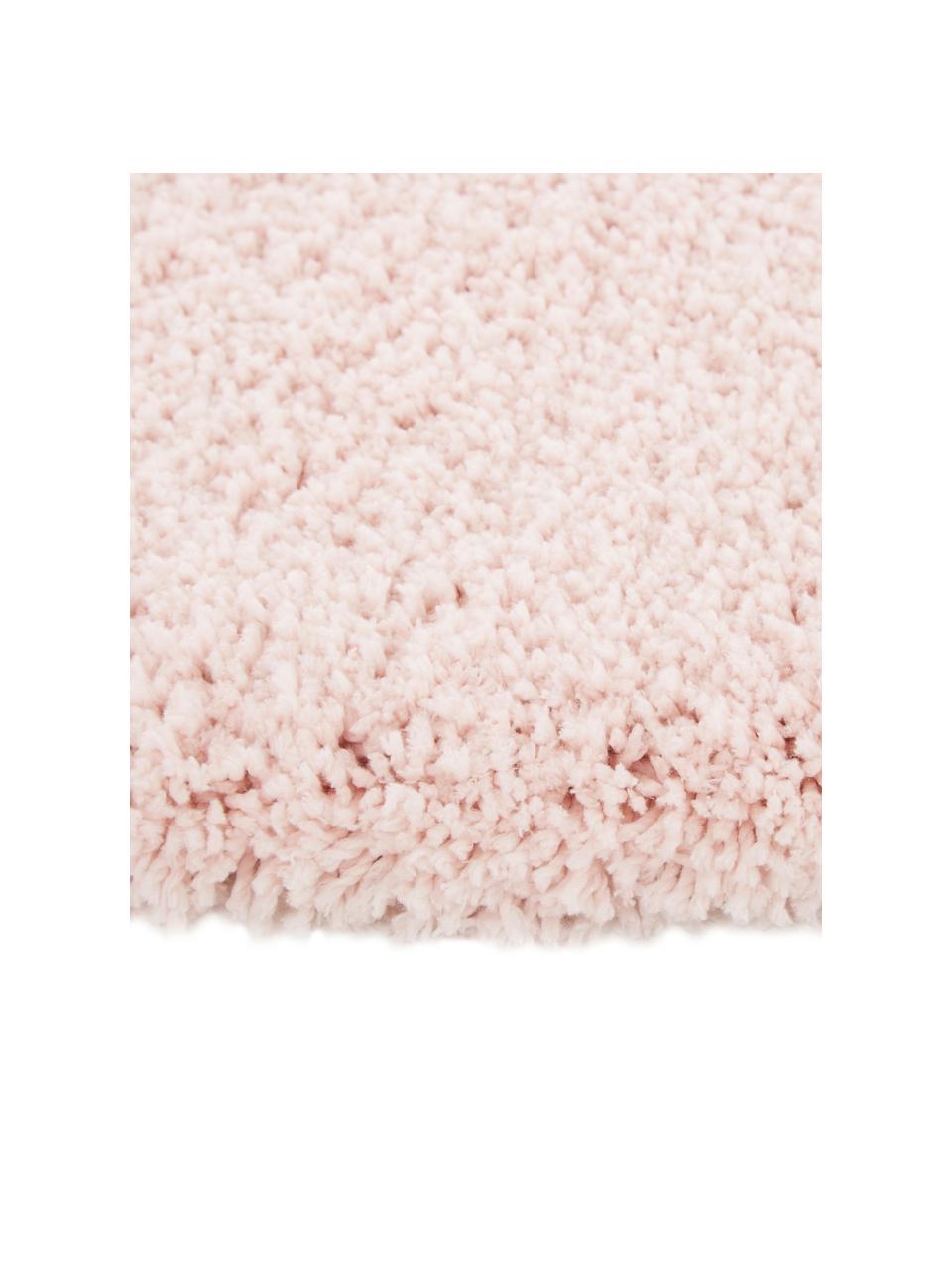 Pluizig rond hoogpoolig vloerkleed Leighton in roze, Bovenzijde: microvezels (100% polyest, Onderzijde: 70% polyester, 30% katoen, Roze, Ø 200 cm (maat L)