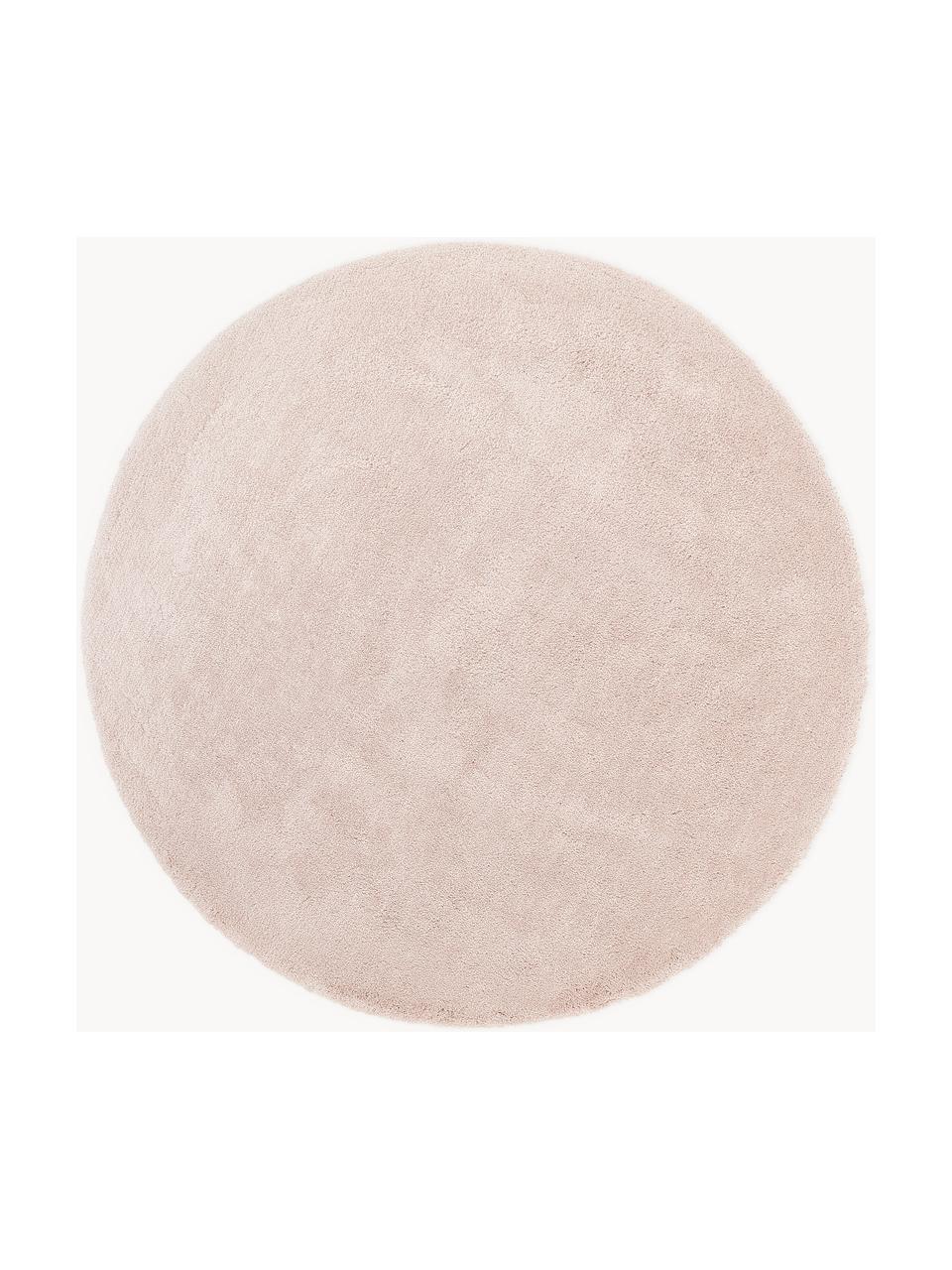Okrúhly huňatý koberec s vysokým vlasom Leighton, Svetloružová, Ø 200 cm (veľkosť L)