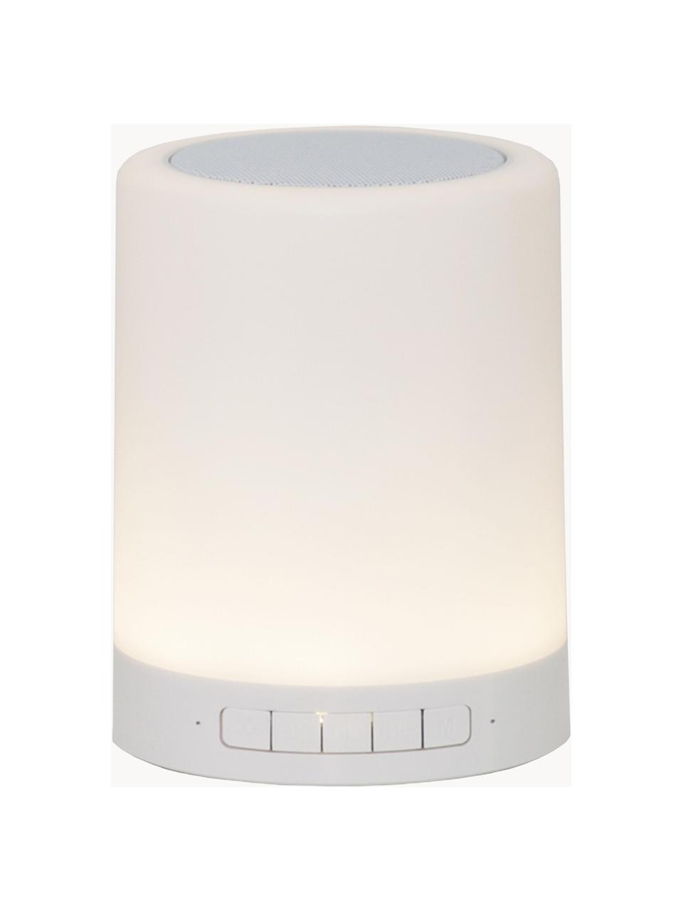 Lampada da esterno portatile a LED dimmerabile con altoparlante e cambio colore Loli, Paralume: plastica, Struttura: metallo laccato, Bianco, Ø 9 x Alt. 13 cm