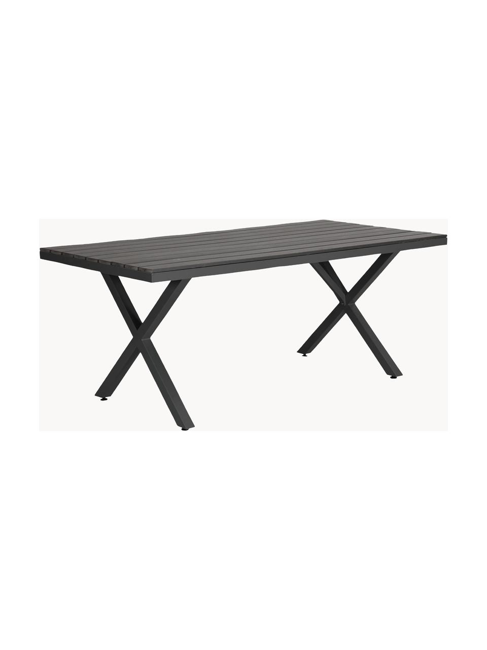 Mesa de comedor para exterior Leone, Tablero: madera, Estructura: metal recubierto, Negro, An 200 x F 100 cm