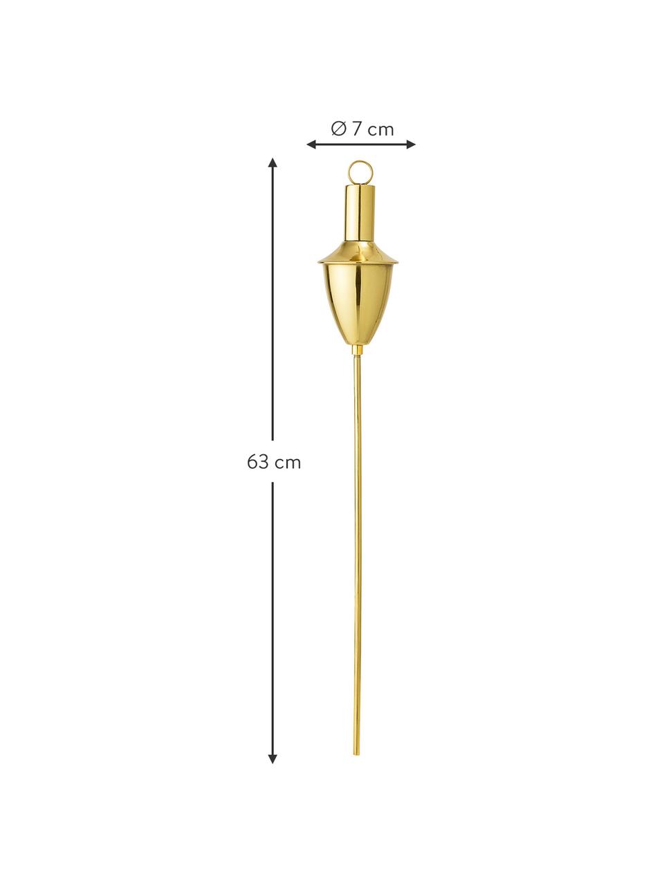 Záhradná fakľa XS Gold, Nehrdzavejúca oceľ pokrytá mosadzou, Mosadzná, Ø 7, V 63 cm