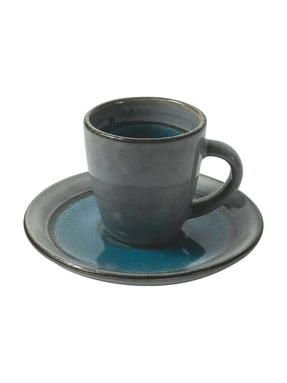 Tasse à espresso avec sous-tasse Bahamas, 6 élém., Grès cérame, Gris, multicolore, Lot de différentes tailles