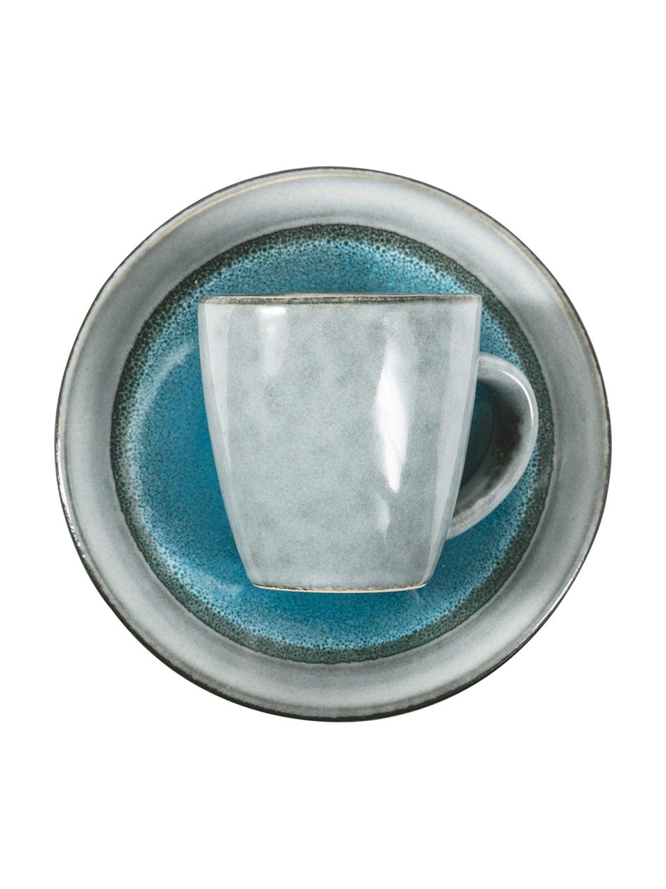 Tasse à espresso avec sous-tasse Bahamas, 6 élém., Grès cérame, Gris, multicolore, Lot de différentes tailles