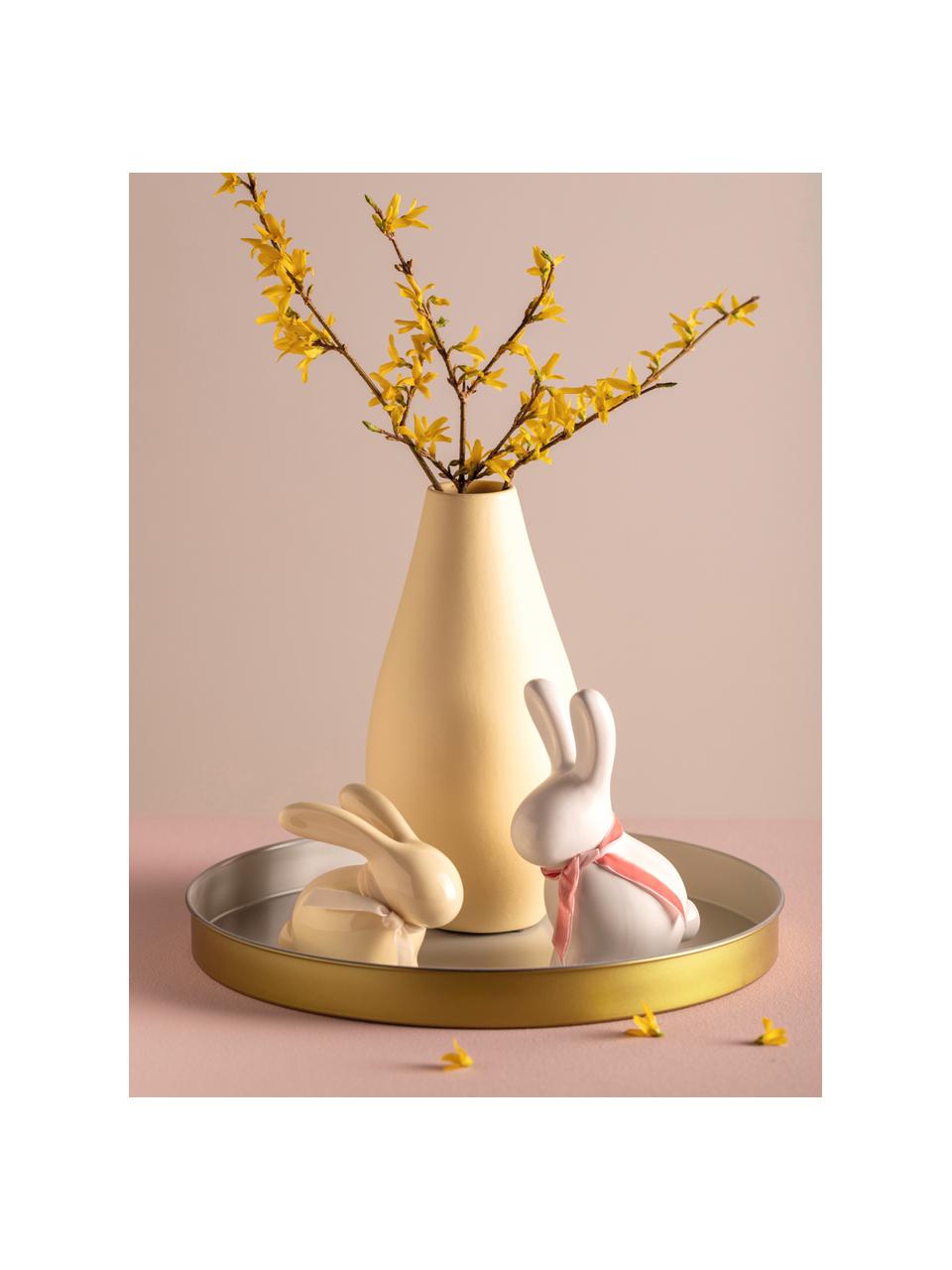 Deko-Osterhasen Pesaro aus Porzellan, 2 Stück, Porzellan, Weiß, Rosa, B 11 x H 15 cm