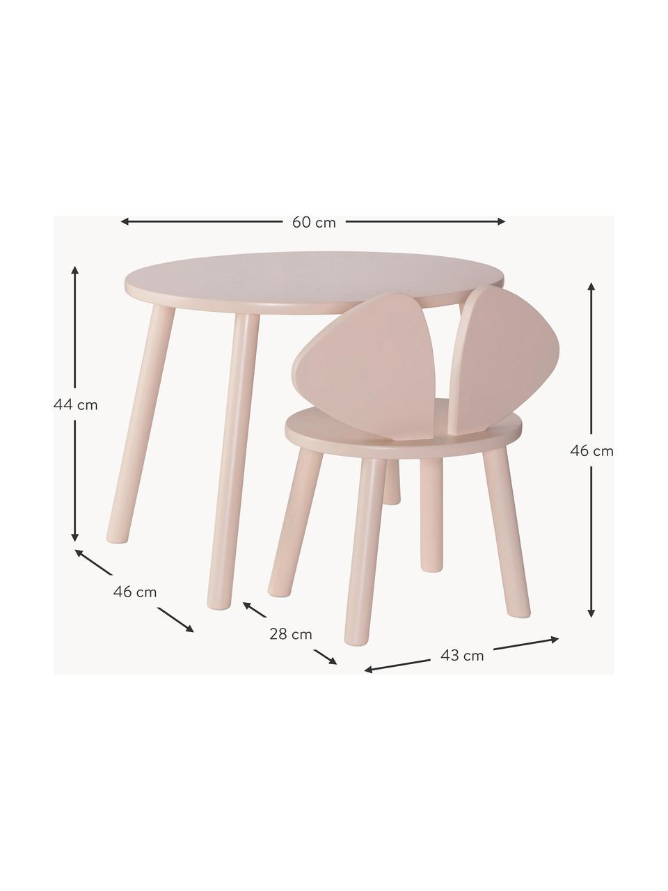 Kindertafel Mouse met kinderstoel, set van 2, Berkenhout, gelakt

Dit product is gemaakt van duurzaam geproduceerd, FSC®-gecertificeerd hout., Lichtroze, Set met verschillende formaten