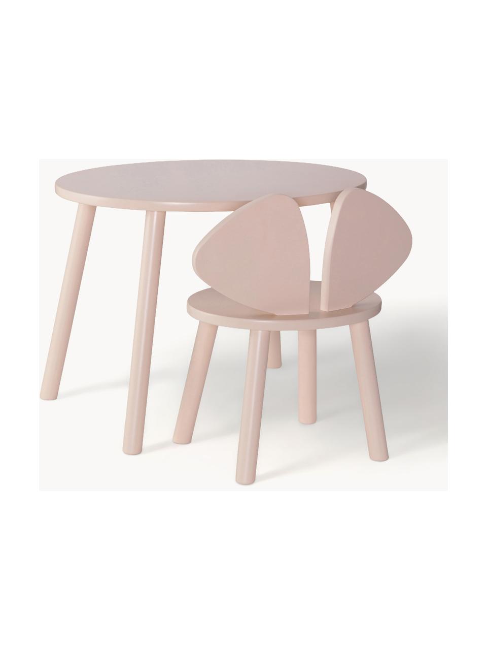 Table avec chaise pour enfant Mouse, 2 pièces, Rose pâle, Lot de différentes tailles