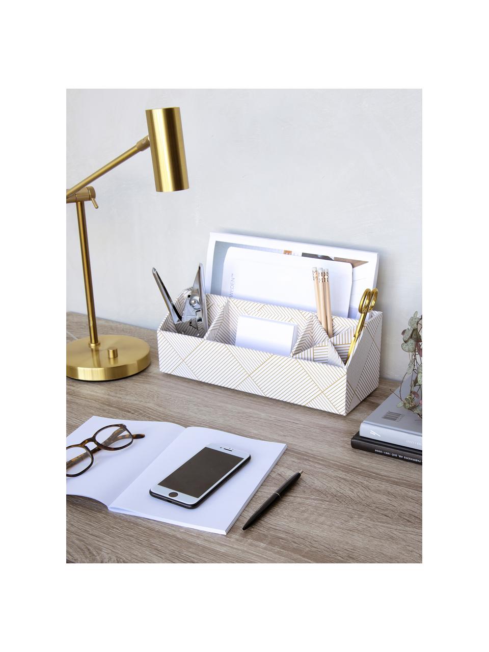 Büro-Organizer Elisa, Fester, laminierter Karton, Goldfarben, Weiß, B 33 x H 13 cm