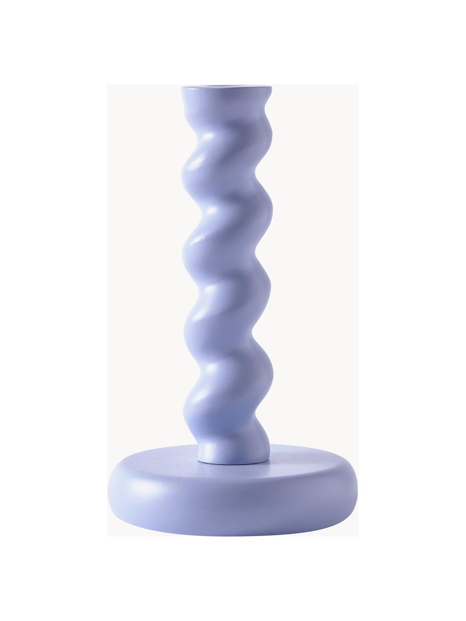 Ręcznie wykonany świecznik z metalu Twister, Metal powlekany, Jasny niebieski, Ø 14 x W 24 cm