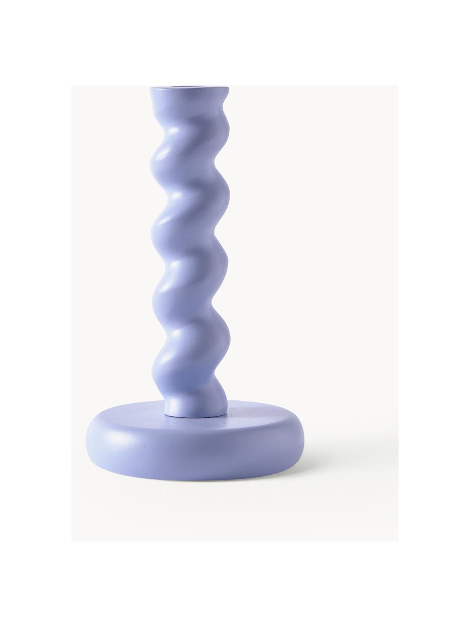 Ručně vyrobený kovový svícen Twister, Potažený kov, Světle modrá, Ø 14 cm, V 24 cm