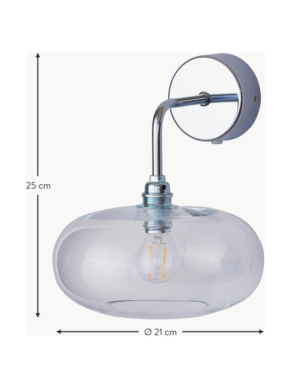 Kinkiet ze szkła dmuchanego Horizon, Stelaż: metal powlekany, Transparentny, odcienie srebrnego, opalizujący, S 21 x G 24 cm