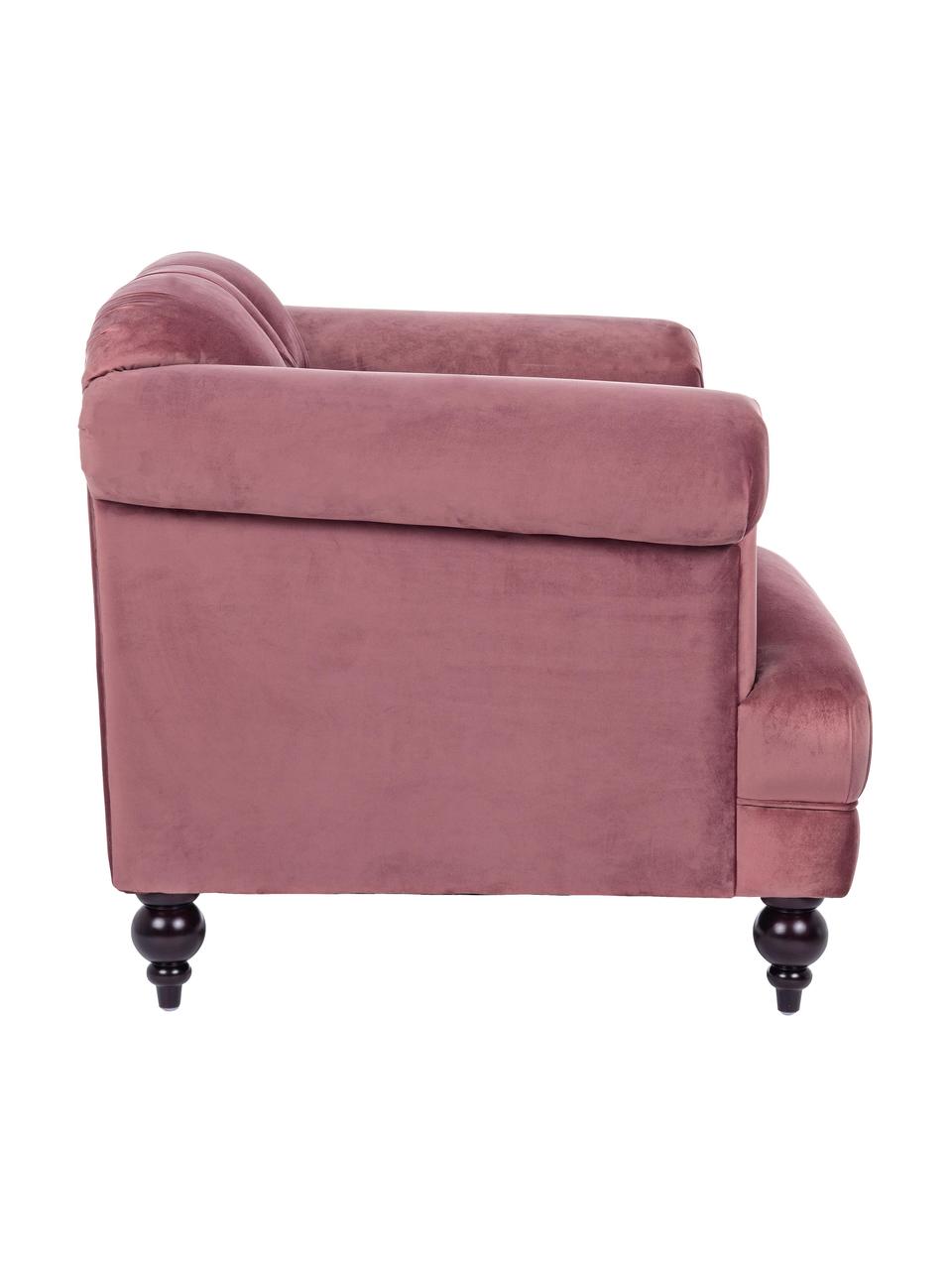 Sillón de terciopelo Blossom, Tapizado: terciopelo de poliéster, Patas: madera de caucho recubier, Rosa palo, An 97 x F 82 cm