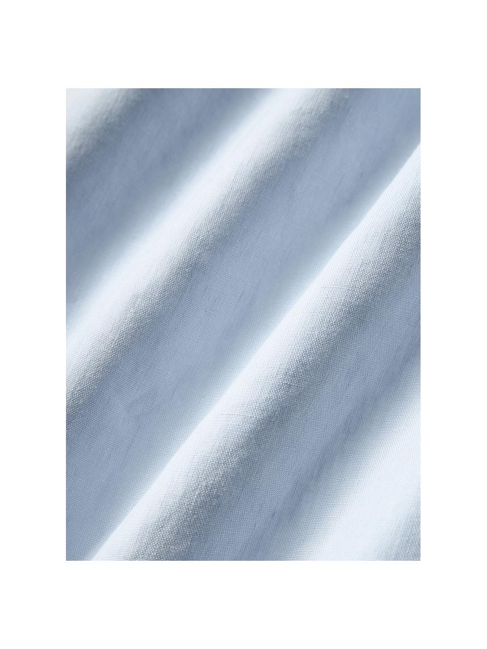 Drap-housse en lin délavé pour surmatelas Airy, Bleu ciel, larg. 90 x long. 200 cm, haut. 15 cm