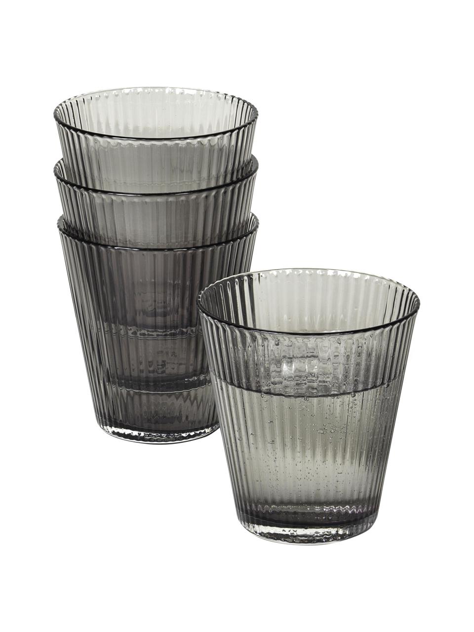 Mondgeblazen waterglazen Grand Cru van rookglas, 4 stuks, Loodvrij glas, Grijs, transparant, Ø 9 x H 10 cm, 260 ml