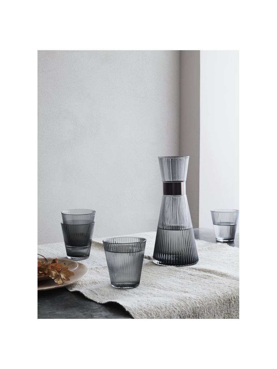 Ručne fúkané poháre na vodu z dymového skla Grand Cru, 4 ks, Sklo bez olova, Sivá, priehľadná, Ø 9 x V 10 cm, 260 ml