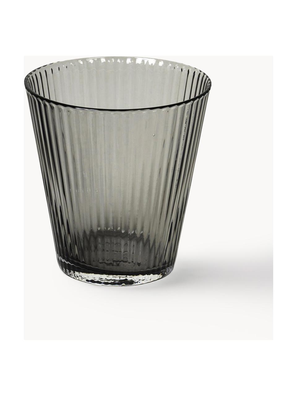 Mundgeblasene Wassergläser Grand Cru aus Rauchglas, 4 Stück, Bleifreies Glas, Grau, transparent, Ø 9 x H 10 cm, 260 ml