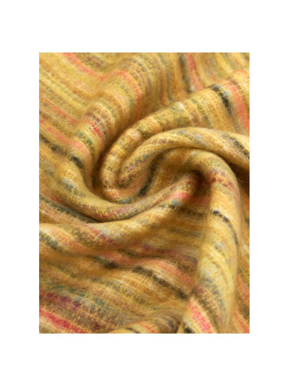 Manta con flecos Ayana, 100% acrílico, Amarillo, multicolor, An 130 x L 190 cm