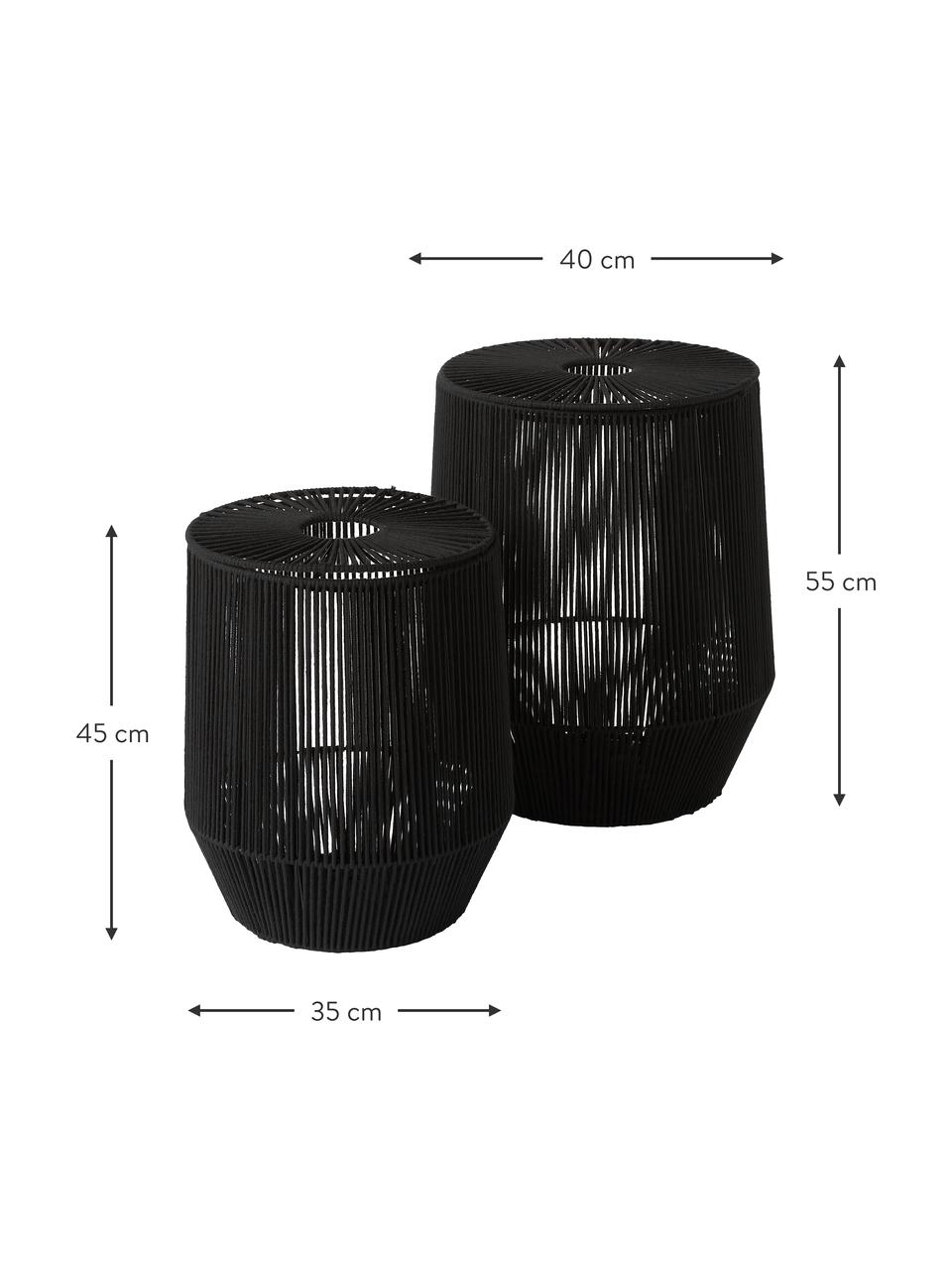 Wasmanden Gabe, set van 2, Mand: polyester, katoen, Frame: metaal, Zwart, Set met verschillende formaten