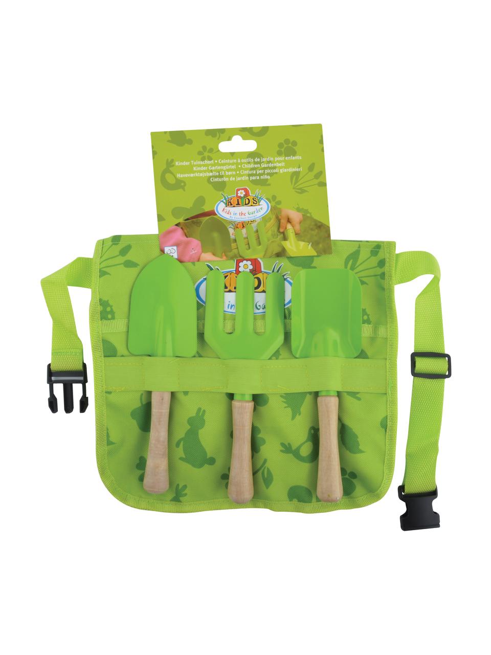 Gartenwerkzeug-Gürtel-Set für Kinder Little Gardener, 4-tlg., Grün, Braun, B 29 x H 25 cm