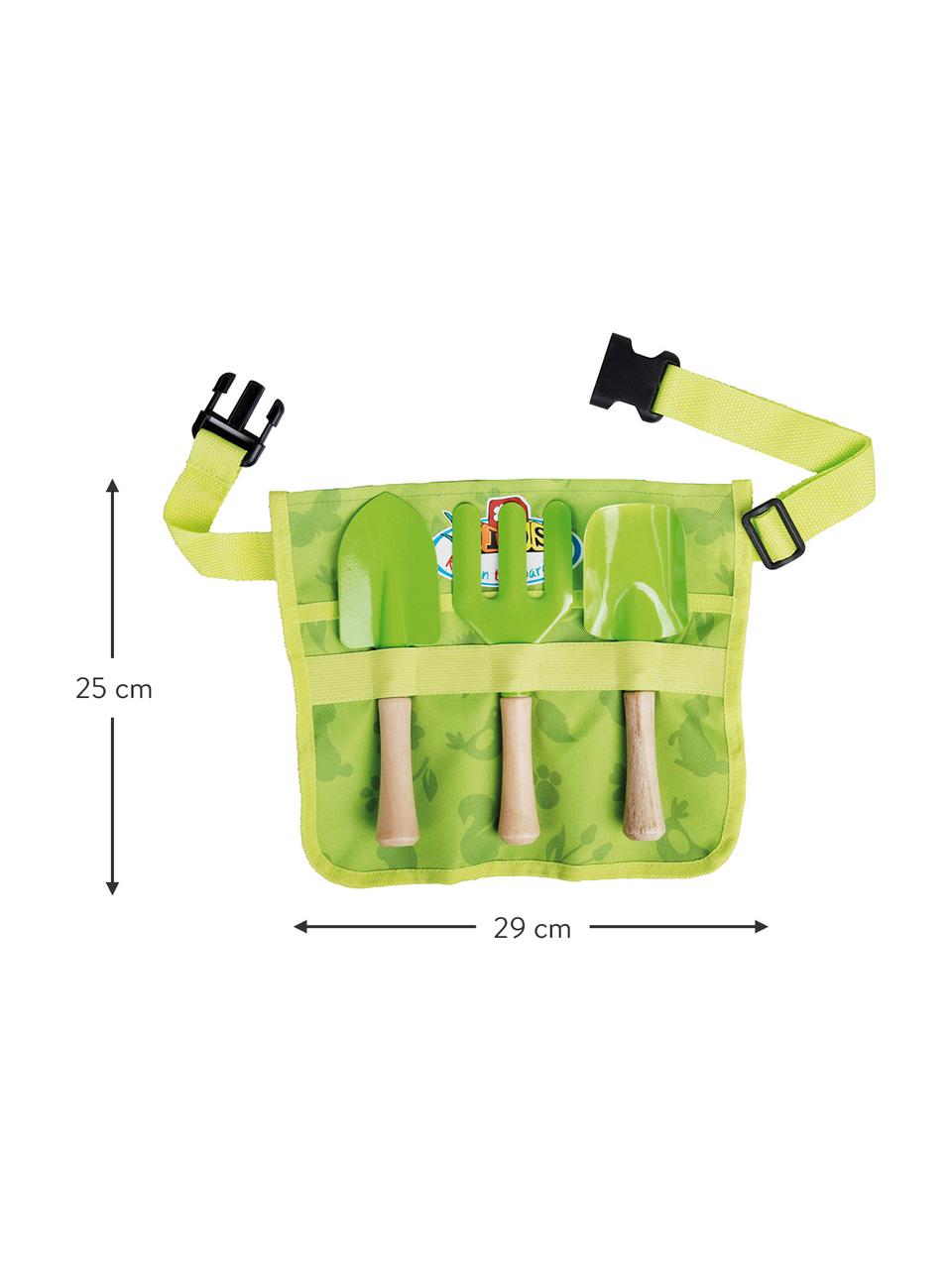 Set cinturón de herramientas de jardinería infantil Little Gardener, 4 pzas., Verde, An 29 x Al 25 cm