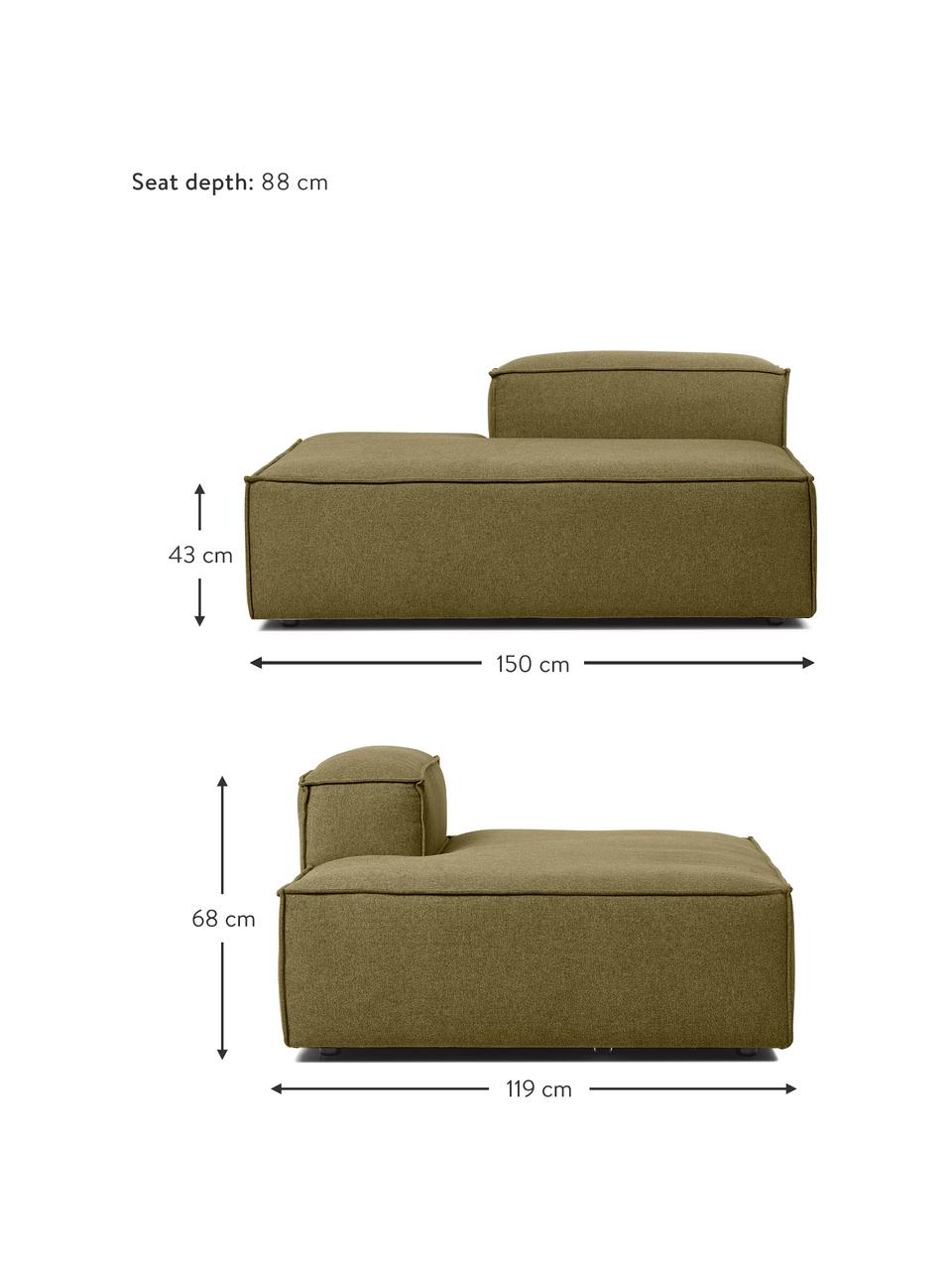 Modul pohovky Lennon, Zelená, Š 150 cm, V 68 cm, opěradlo vpravo