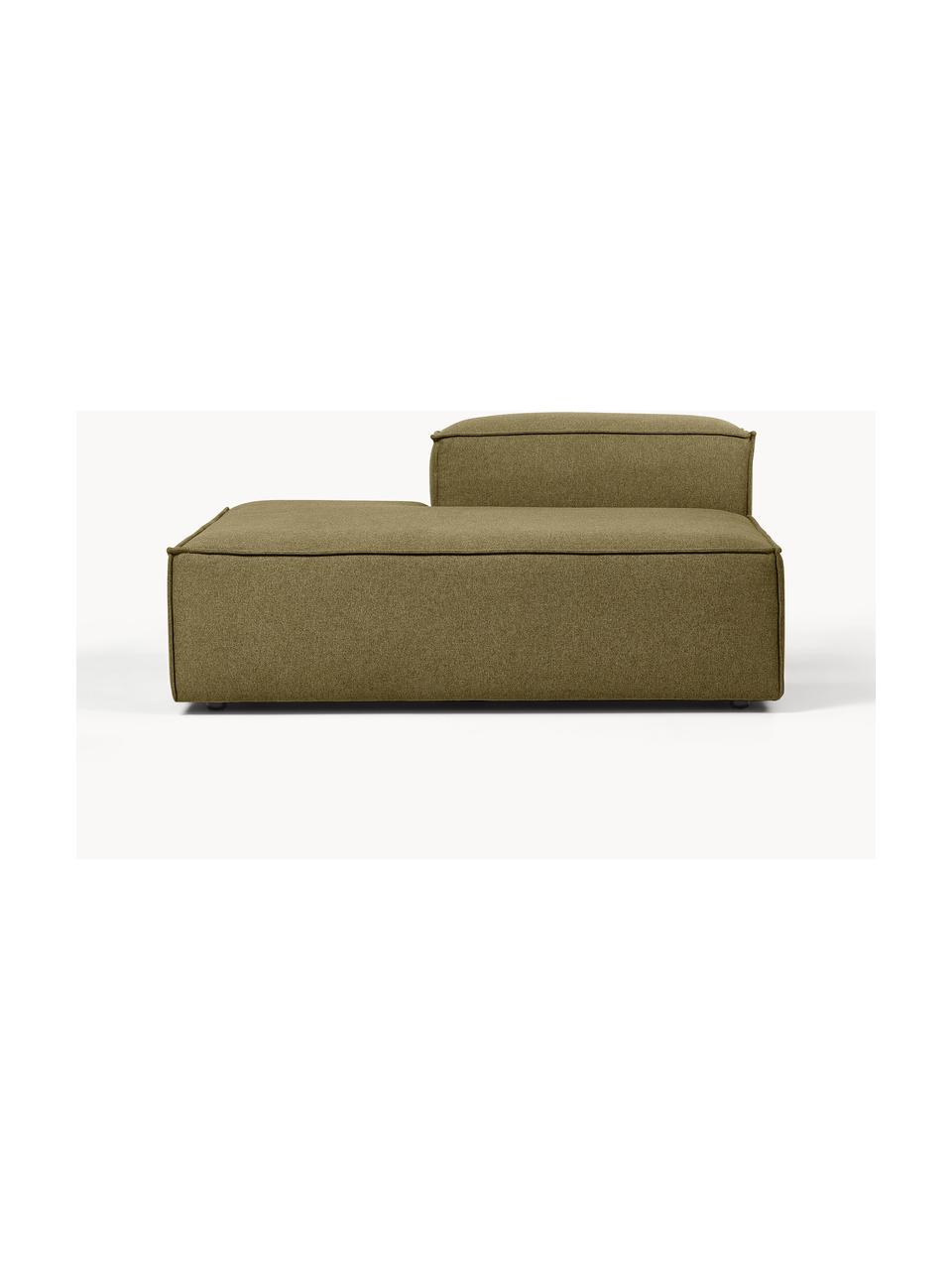 Modulo Chaise-longue Lennon, Rivestimento: 100% poliestere Con 115.0, Struttura: legno di pino massiccio, , Piedini: plastica, Tessuto verde oliva, Larg. 150 x Prof. 119 cm, schienale a destra