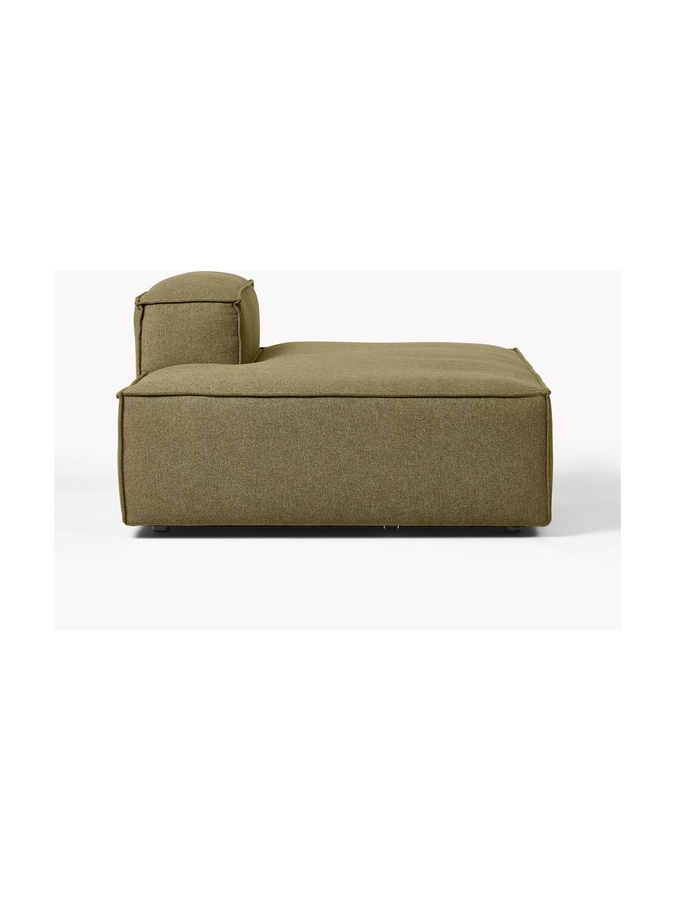 Modulo Chaise-longue Lennon, Rivestimento: 100% poliestere Con 115.0, Struttura: legno di pino massiccio, , Piedini: plastica, Tessuto verde oliva, Larg. 150 x Prof. 119 cm, schienale a destra